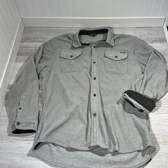 Eddie Bauer Men's Sz XL‎ Metal Button Up Shirt Soft Fleece Long Sleeve Flip Cuff - Picture 1 of 10